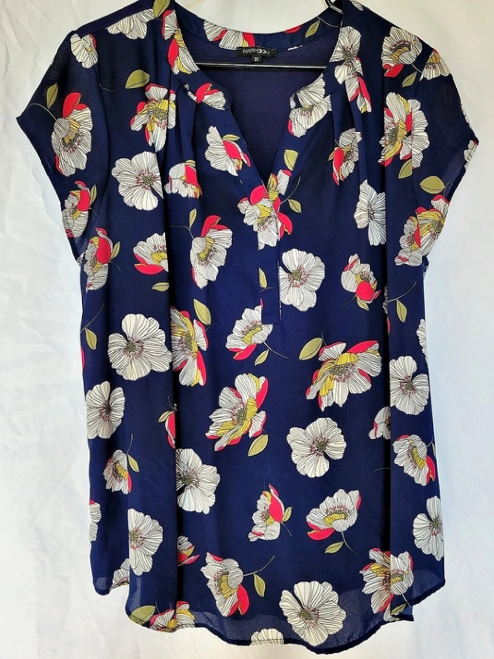 Papermoon Floral Short Sleeve Top in Blue Size 2X Like New